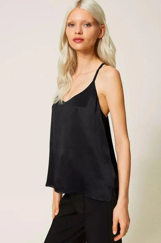 Schwarzes Top mit schmalen Trägern von TWINSET-TWINSET-HEIDA Fashion