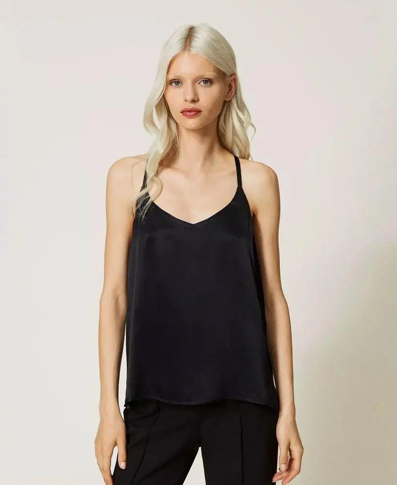Schwarzes Top mit schmalen Trägern von TWINSET-TWINSET-HEIDA Fashion